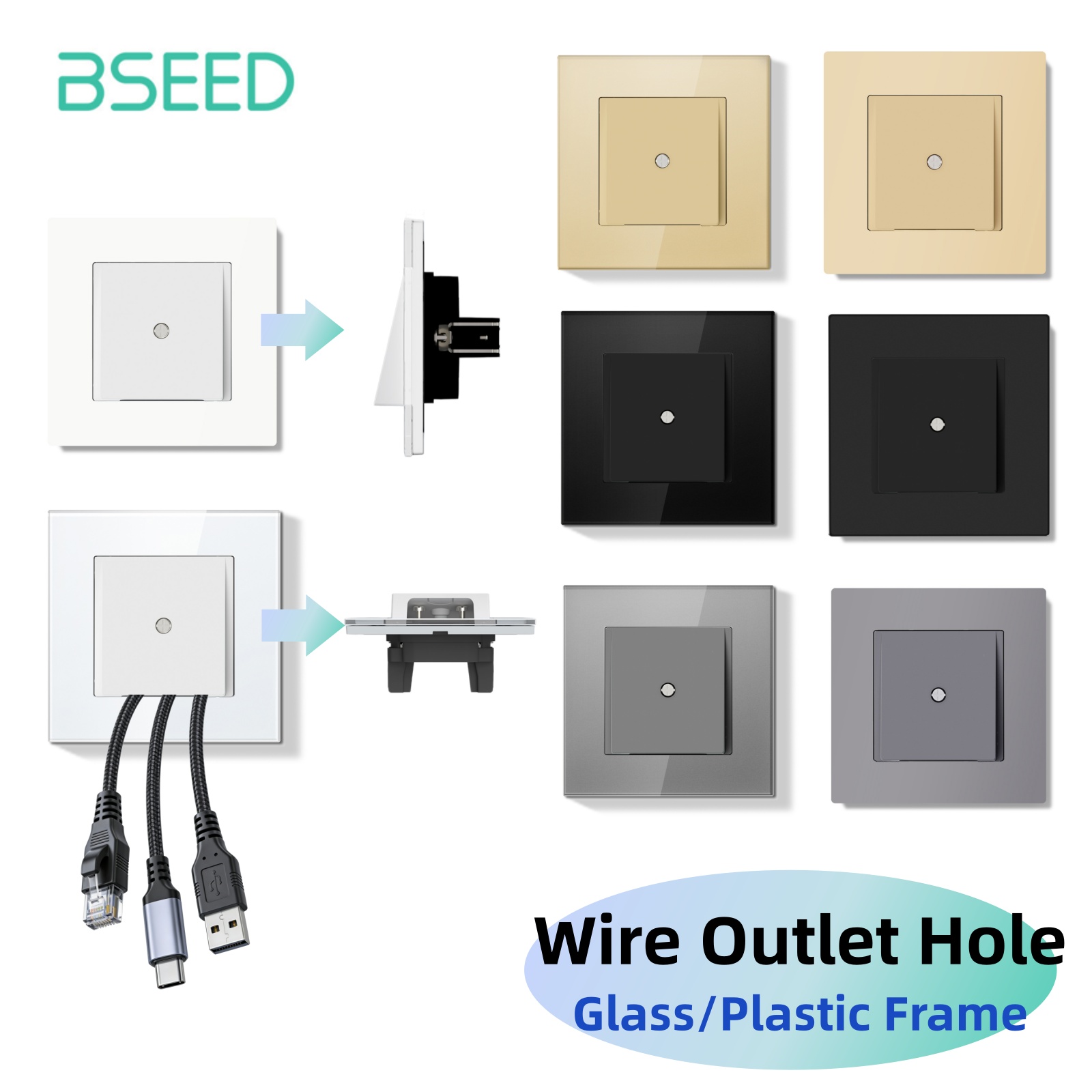 Home Improvement Warehouse - Bseed E Seires 壁配線口装飾カバー コンセントケーブルプロテクター プラグカバー